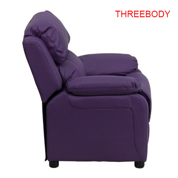 Comfortable Childrens Recliner Chair , Purple Vinyl Toddler Recliner Chair With Storage Arms