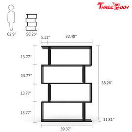 China Zwarte Moderne Kantoormeubilairhoek 4 Plankenboekenrek voor Woonkamer/Slaapkamer fabriek