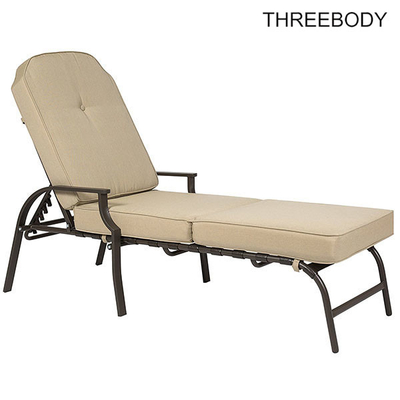 French Style Patio Chaise Lounge Chair , Beige Outdoor Chaise Lounge Chairs