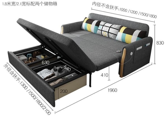En's Fun Nordic Style Modern Simple Multi-functional Foldable And Washable  Living Room Fabric Sofa Bed Combination