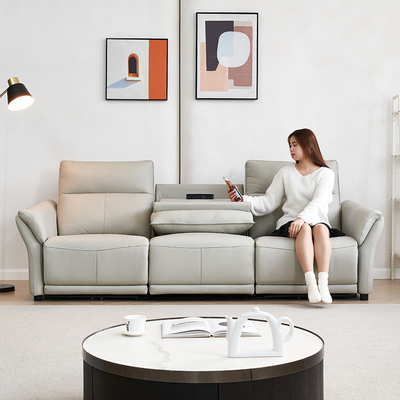 Qiantong Italian Minimalist Smart Light Luxury First-Layer Cowhide Electric Adjustable Living Room Leather Sofa