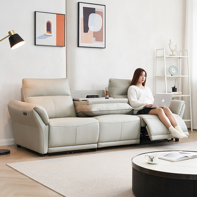 Qiantong Italian Minimalist Smart Light Luxury First-Layer Cowhide Electric Adjustable Living Room Leather Sofa