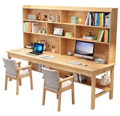 Shengwei Furniture Solid Wood Bookshelf Integrate Double Or Three-Person Writing Computer Desk