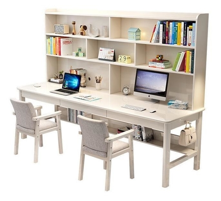 Shengwei Furniture Solid Wood Bookshelf Integrate Double Or Three-Person Writing Computer Desk