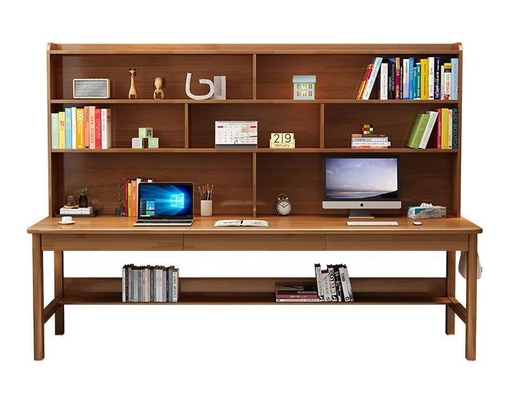 Shengwei Furniture Solid Wood Bookshelf Integrate Double Or Three-Person Writing Computer Desk