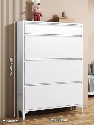 Modern Simple Ultra-Thin, Large-Capacity Steel Tipping Shoe Cabinet For Home Entrance, Exterior Door, Elevator Aisle